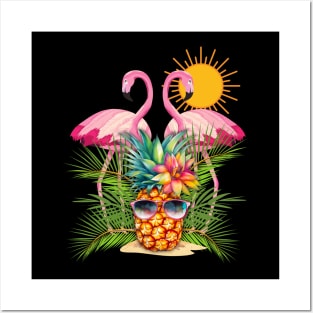 Flamingos and Pineapples Posters and Art